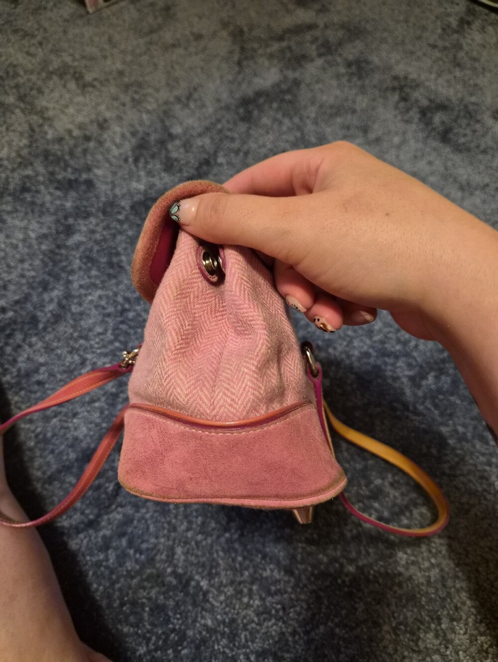Coacg Y2k Pink Herringbone Hamptons Satchel Handbag - Picture 3 of 7